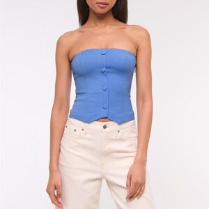 NWT Abercrombie & Fitch Strapless Cropped Tailored Vest preppy quiet luxury